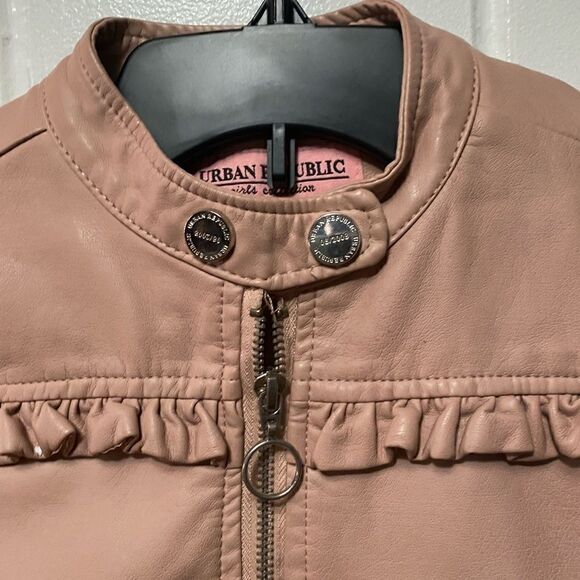 Urban Republic Girls Collection Faux Leather Moto Jacket Rose size S/5 - Picture 2 of 10